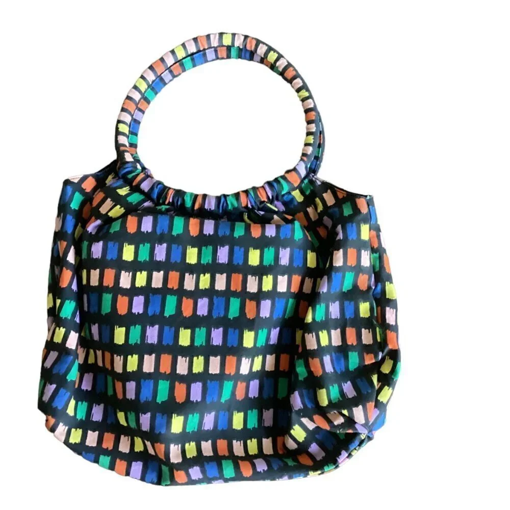 Colorful‎ Small Hobo Tote Beach Bag 100% Cotton Canvas 155C